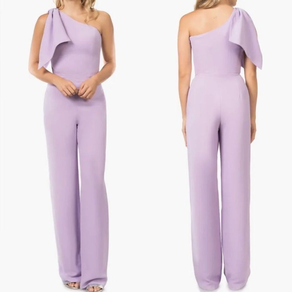 NEW Dress The Population Wisteria Tiffany Purple One Shoulder Jumpsuit Size M